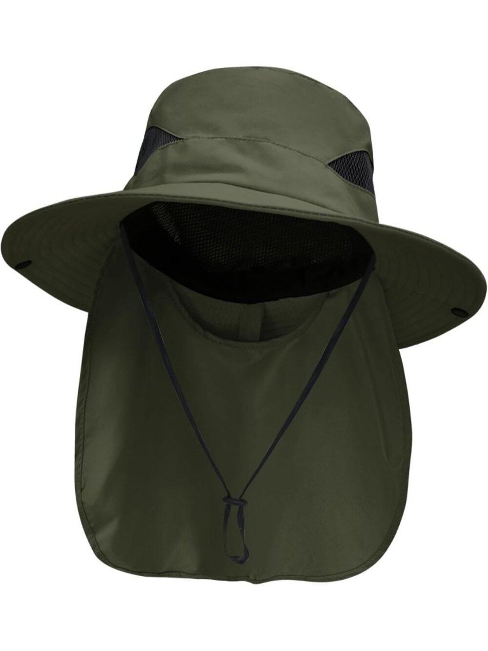Unisex Green UV Sun Hat With Neck Flap Fishing Hiking Gardening Outdoor Hat